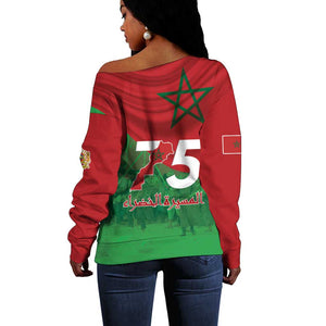 Morocco La Marche Verte Off Shoulder Sweater Happy 50th Anniversary - African Pride