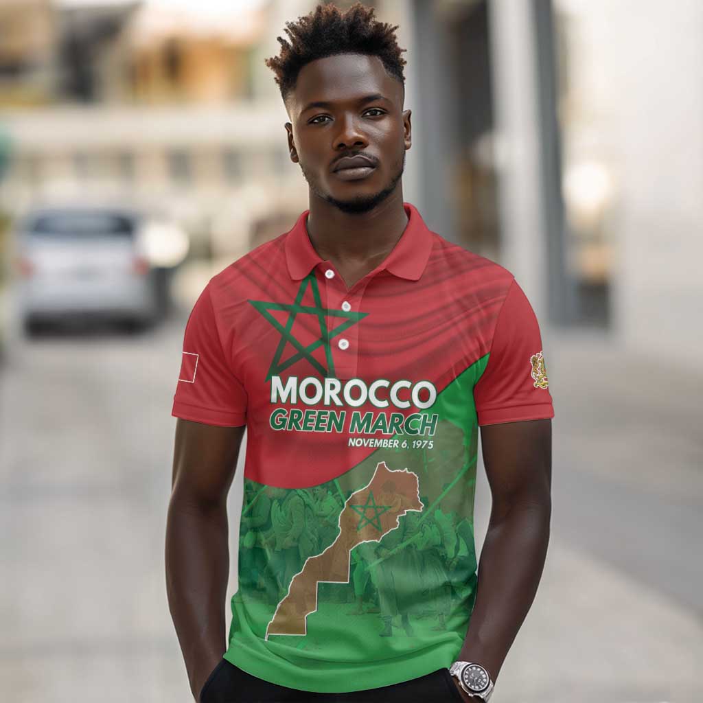 Morocco La Marche Verte Polo Shirt Happy 50th Anniversary - African Pride