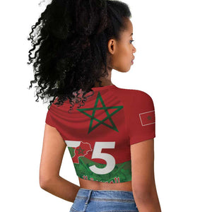 Morocco La Marche Verte Raglan Cropped T shirt Happy 50th Anniversary - African Pride