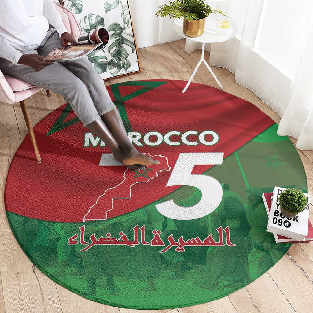 Morocco La Marche Verte Round Carpet Happy 50th Anniversary - African Pride