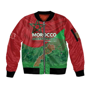 Morocco La Marche Verte Sleeve Zip Bomber Jacket Happy 50th Anniversary - African Pride