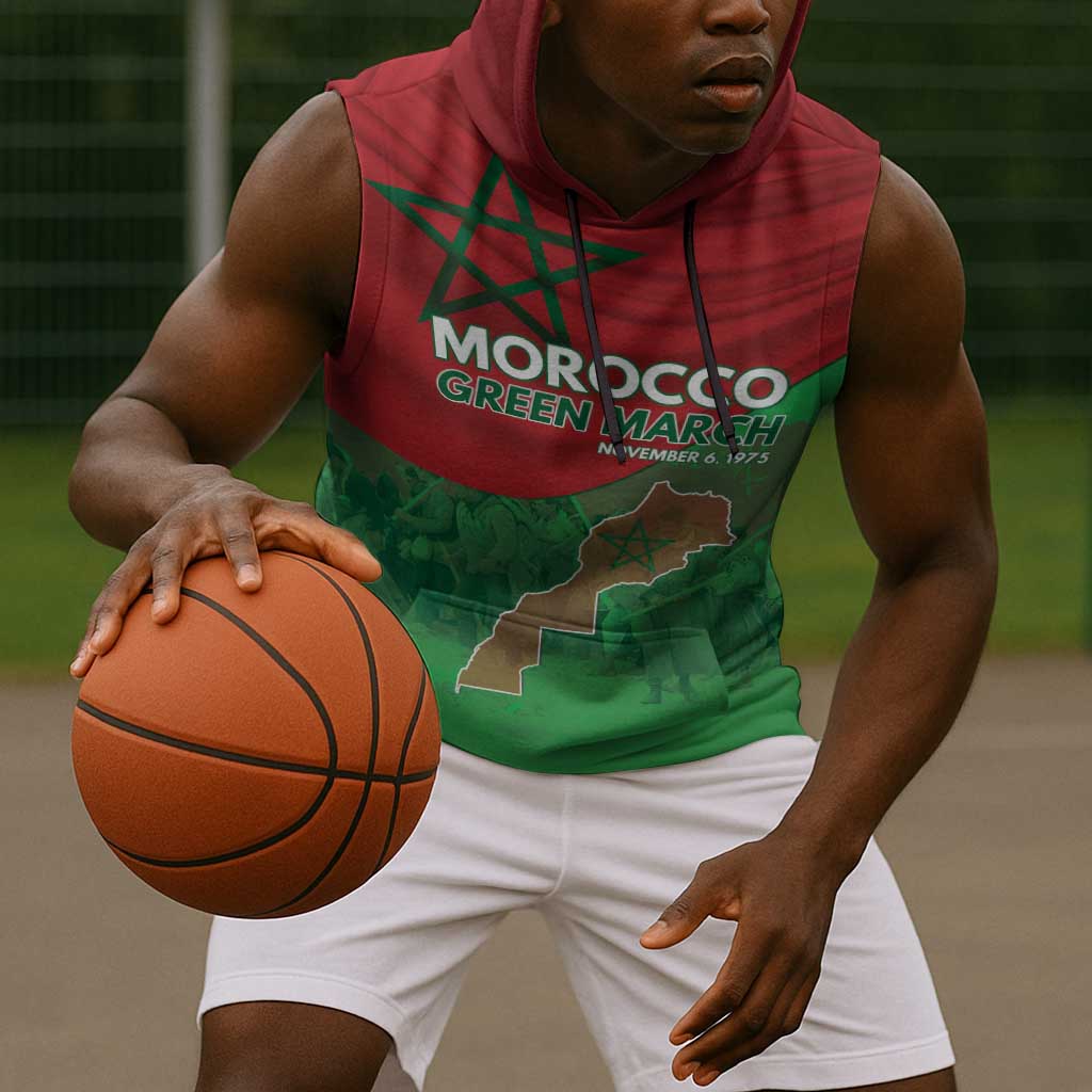 Morocco La Marche Verte Sleeveless Hoodie Happy 50th Anniversary - African Pride