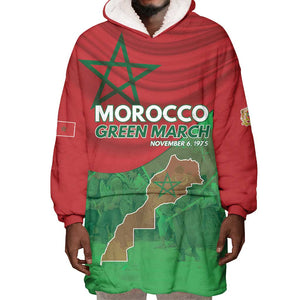 Morocco La Marche Verte Wearable Blanket Hoodie Happy 50th Anniversary - African Pride