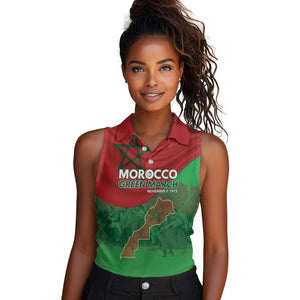 Morocco La Marche Verte Women Sleeveless Polo Shirt Happy 50th Anniversary - African Pride