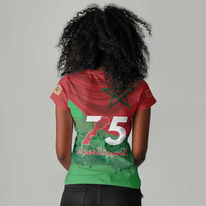 Morocco La Marche Verte Women V-Neck T-Shirt Happy 50th Anniversary - African Pride