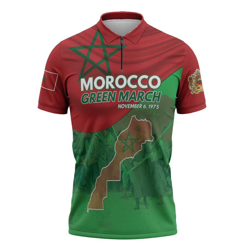 Morocco Green March Day Zipper Polo Shirt One People - One Nation