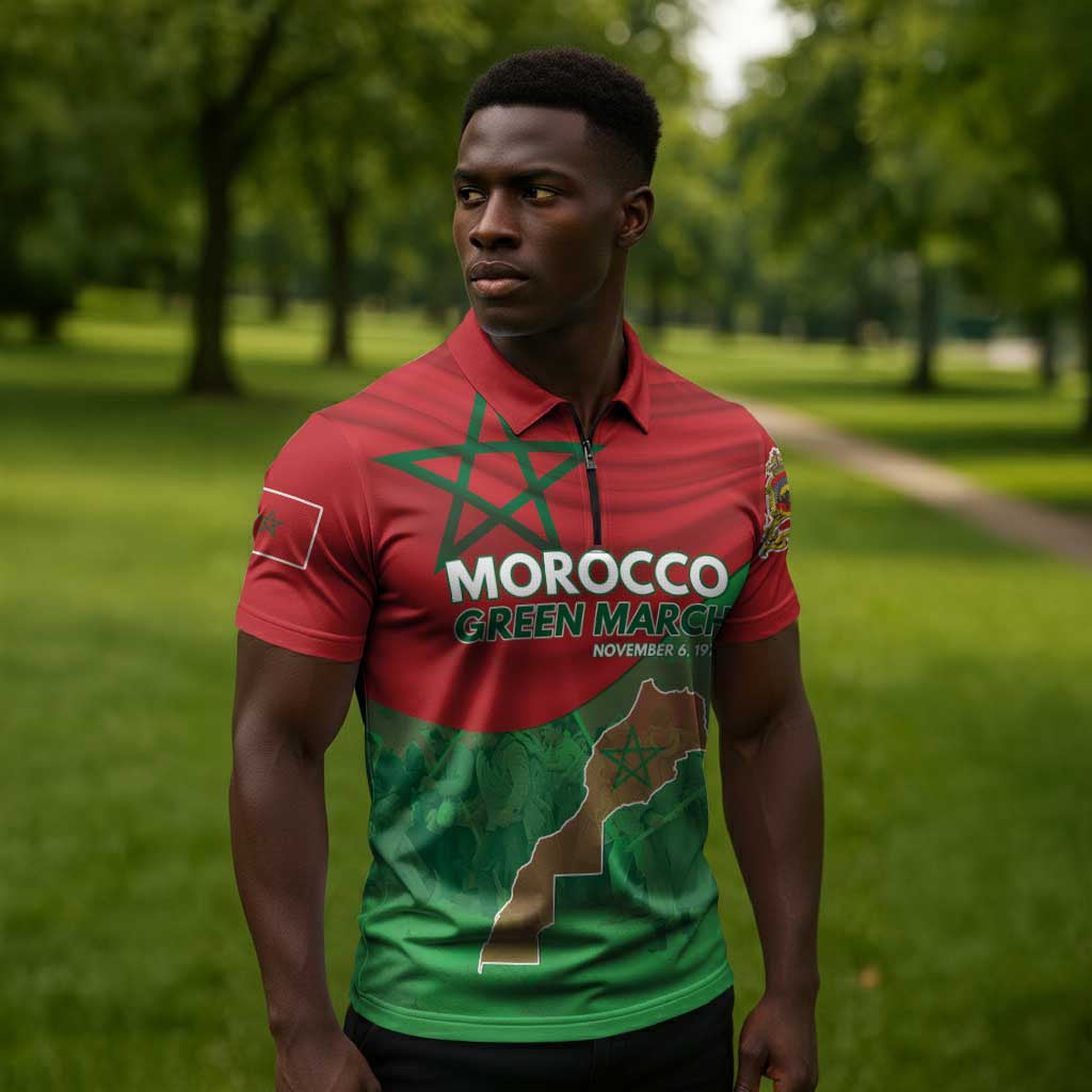 Morocco Green March Day Zipper Polo Shirt One People - One Nation
