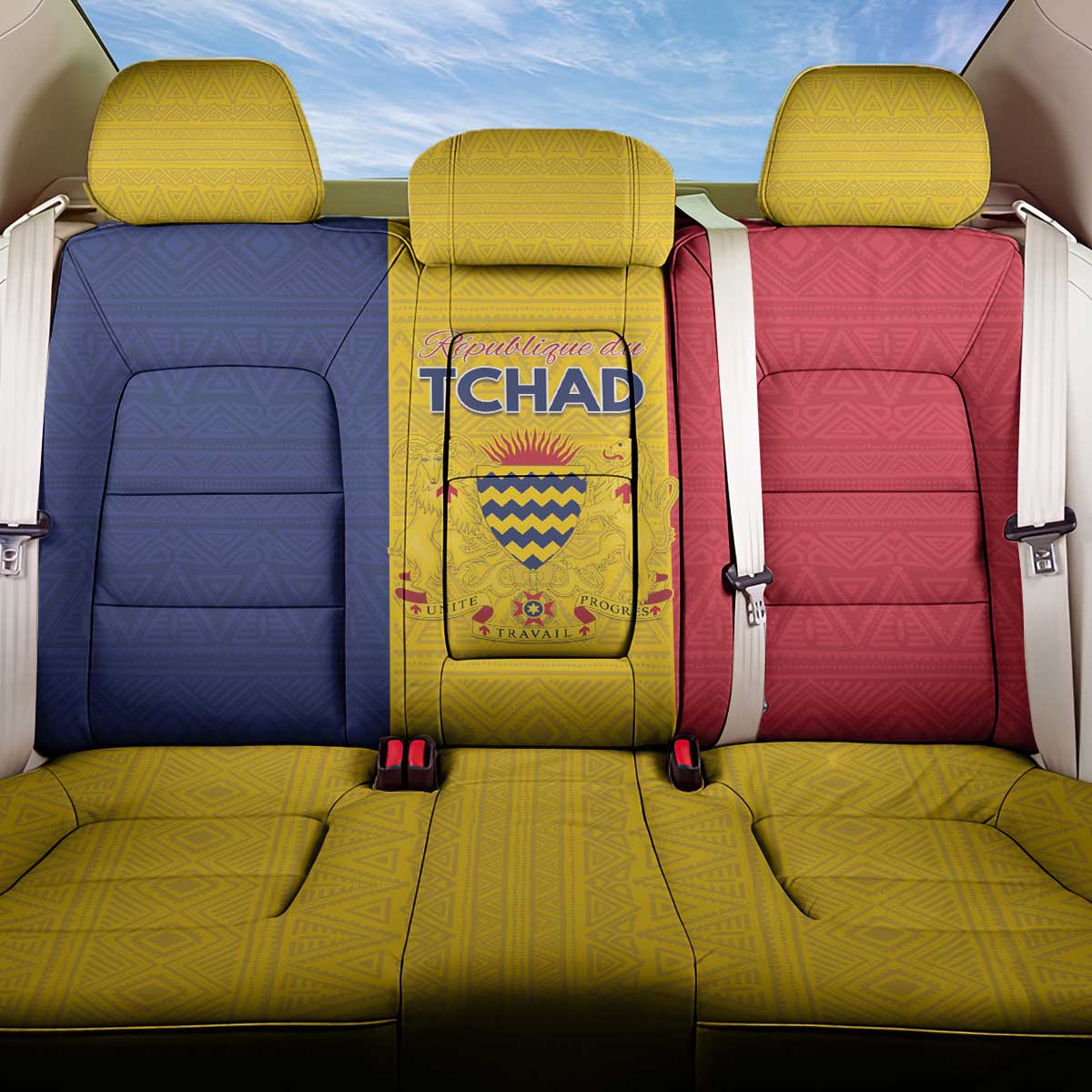 Chad Flag Style Back Car Seat Cover African Pattern - African Pride