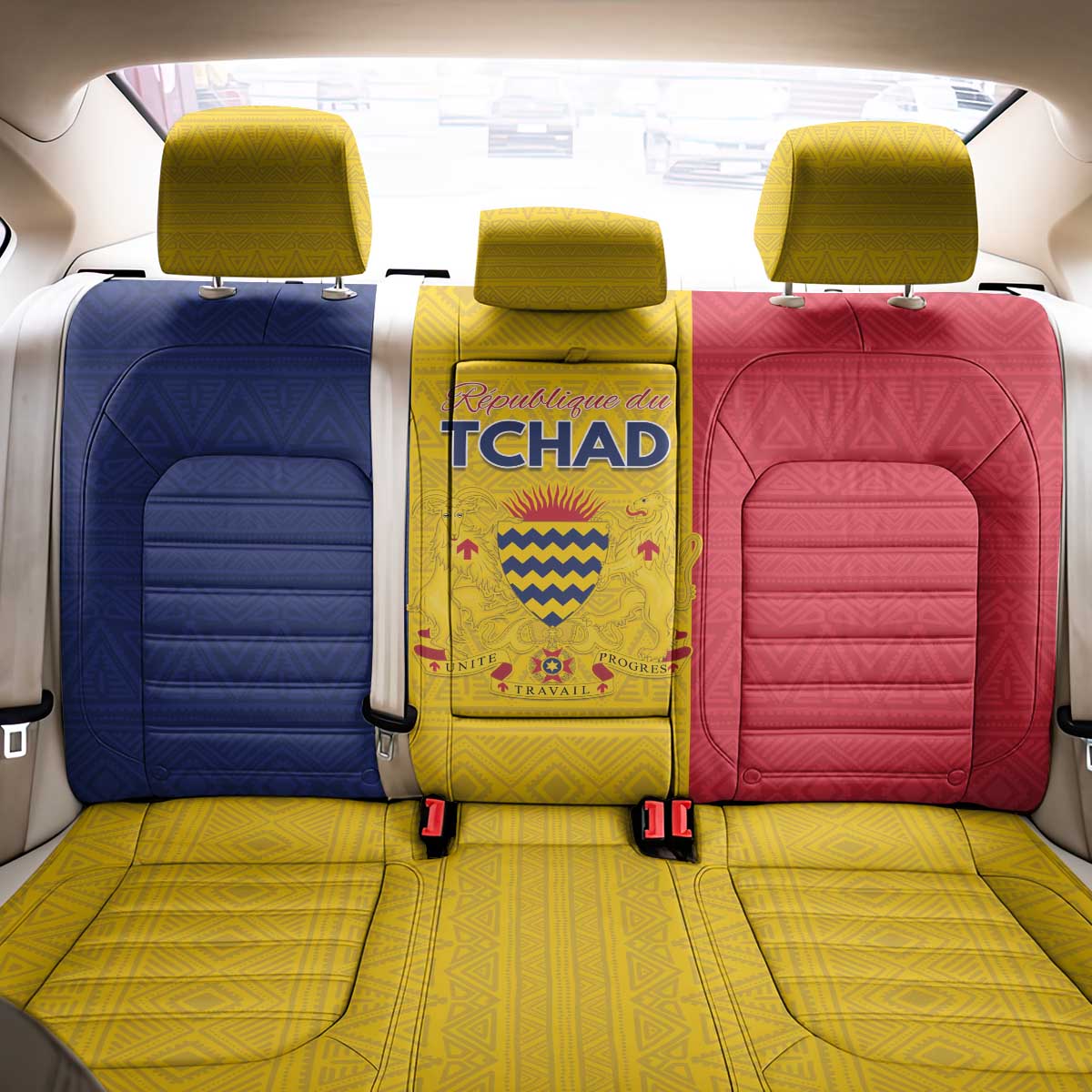 Chad Flag Style Back Car Seat Cover African Pattern - African Pride