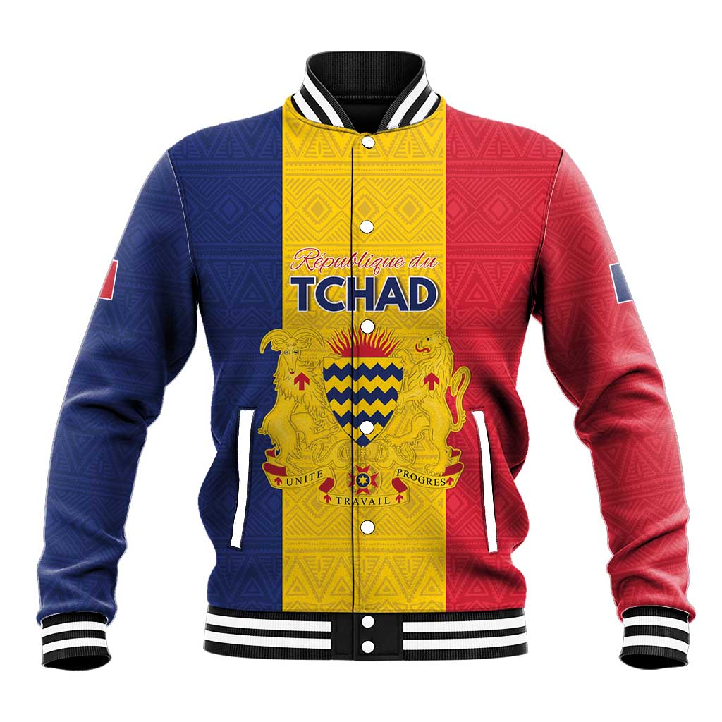 Personalized Chad Flag Style Baseball Jacket African Pattern - African Pride