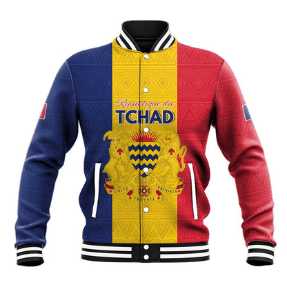Personalized Chad Flag Style Baseball Jacket African Pattern - African Pride