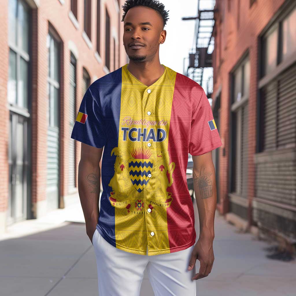 Personalized Chad Flag Style Baseball Jersey African Pattern - African Pride