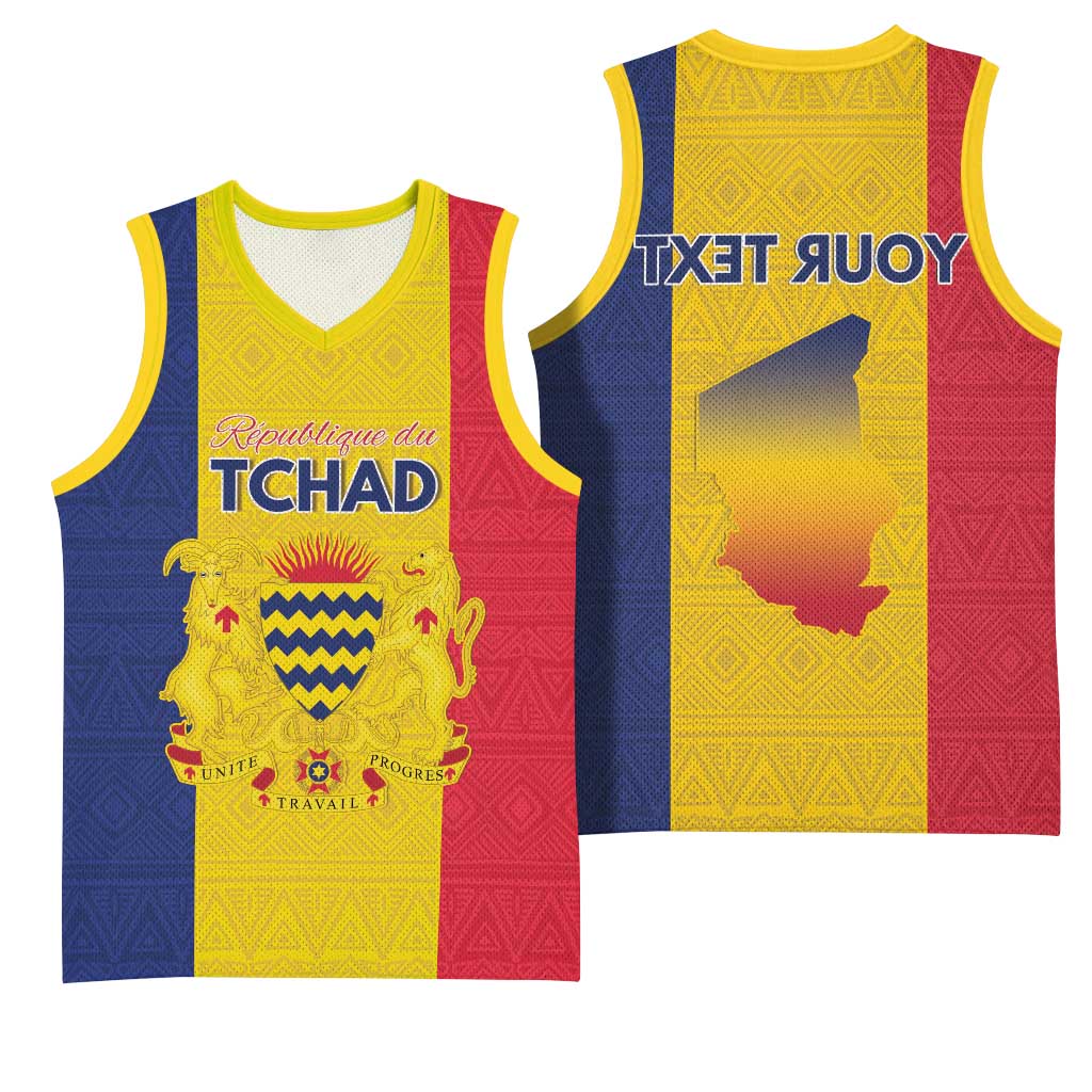 Personalized Chad Flag Style Basketball Jersey African Pattern - African Pride
