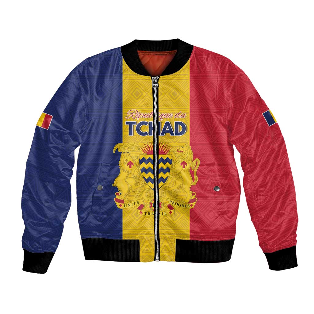 Personalized Chad Flag Style Bomber Jacket African Pattern - African Pride