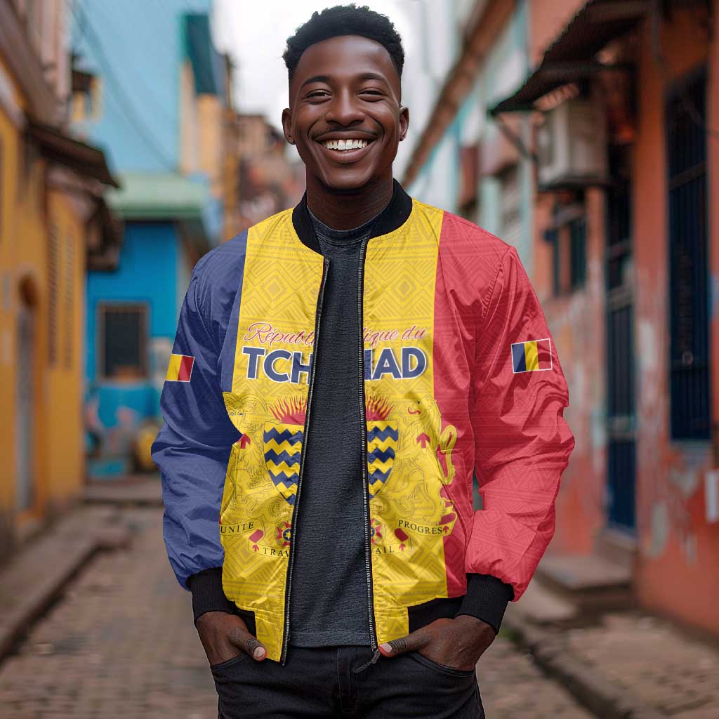 Personalized Chad Flag Style Bomber Jacket African Pattern - African Pride