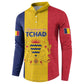 Personalized Chad Button Sweatshirt Coat Of Arms - Flag Style