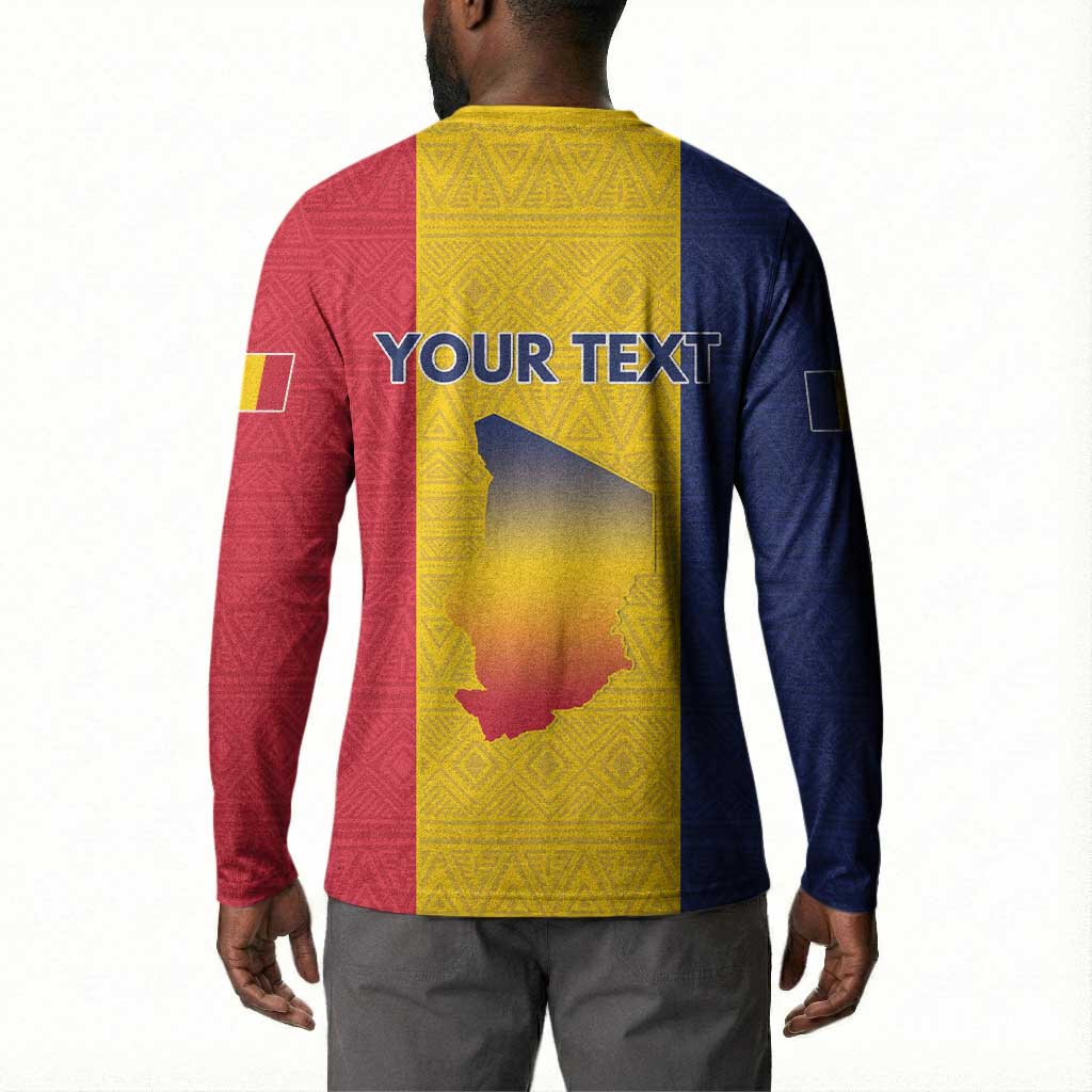 Personalized Chad Button Sweatshirt Coat Of Arms - Flag Style