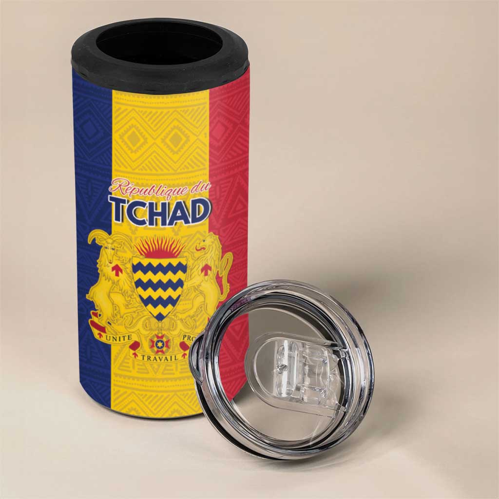 Personalized Chad Flag Style 4 in 1 Can Cooler Tumbler African Pattern - African Pride