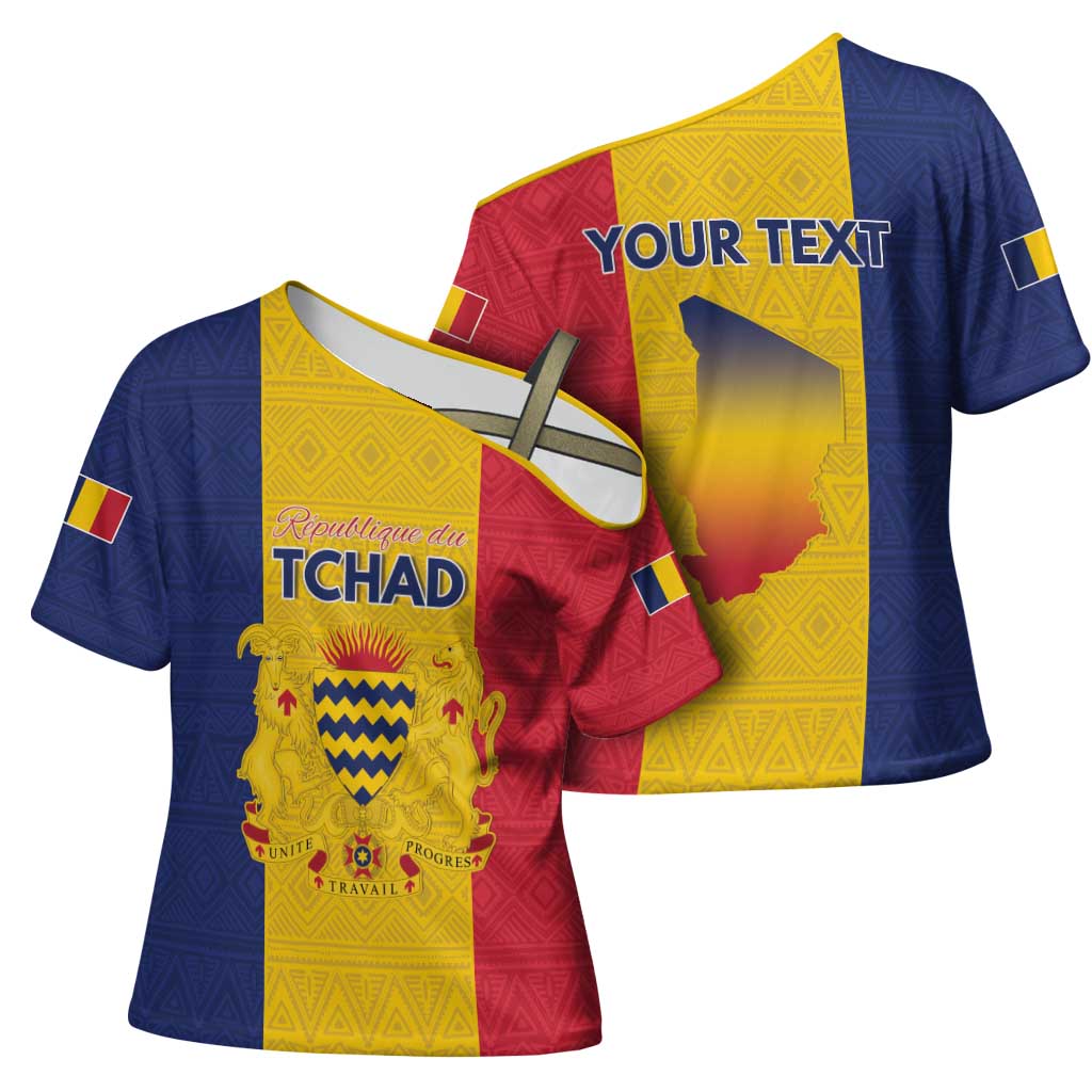 Personalized Chad Cross Shoulder Shirt Coat Of Arms - Flag Style