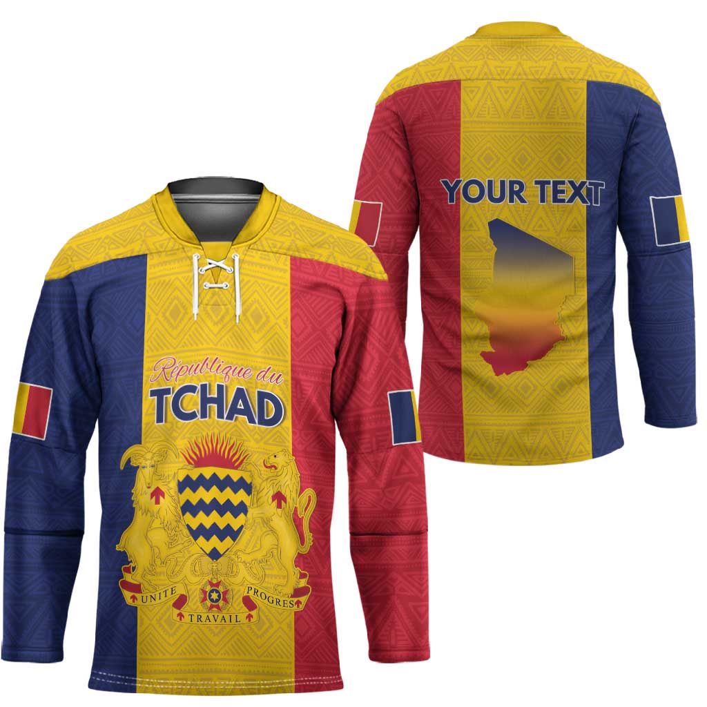 Personalized Chad Hockey Jersey Coat Of Arms - Flag Style