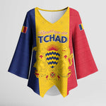 Personalized Chad Kimono Sleeve Blouse Coat Of Arms - Flag Style