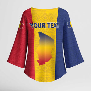 Personalized Chad Kimono Sleeve Blouse Coat Of Arms - Flag Style
