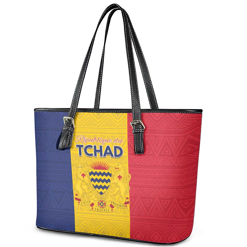Chad Flag Style Leather Tote Bag African Pattern - African Pride