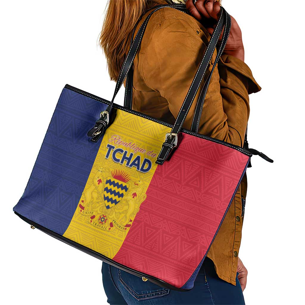 Chad Flag Style Leather Tote Bag African Pattern - African Pride