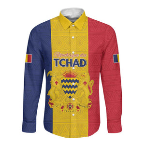 Personalized Chad Flag Style Long Sleeve Button Shirt African Pattern - African Pride