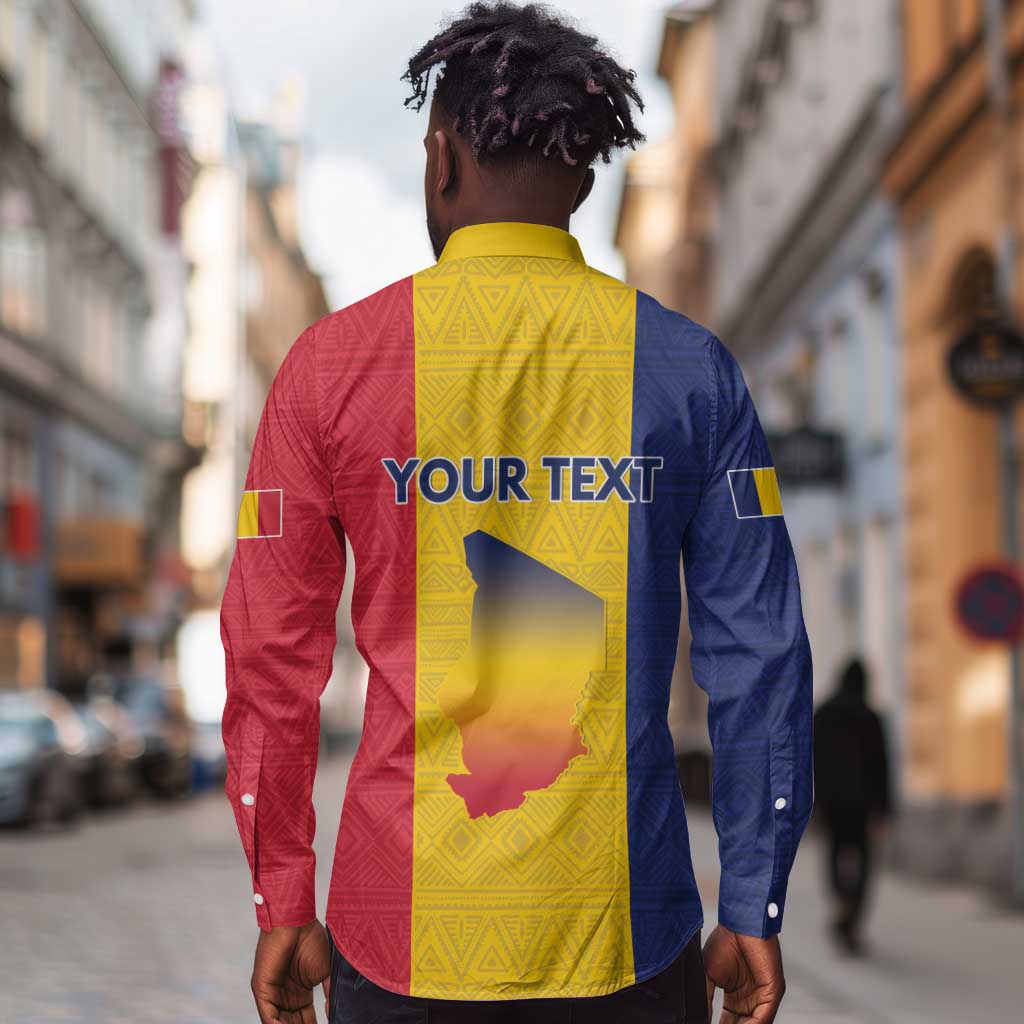 Personalized Chad Flag Style Long Sleeve Button Shirt African Pattern - African Pride