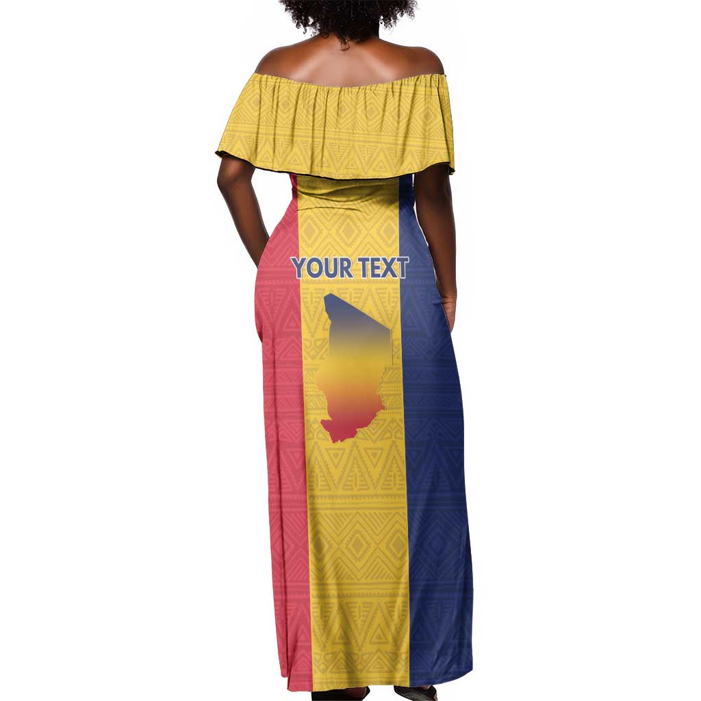 Personalized Chad Flag Style Off Shoulder Maxi Dress African Pattern - African Pride