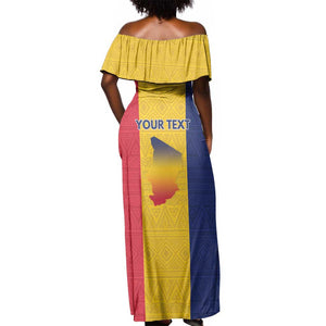 Personalized Chad Flag Style Off Shoulder Maxi Dress African Pattern - African Pride