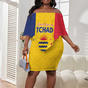 Personalized Chad Flag Style Off Shoulder Short Dress African Pattern - African Pride