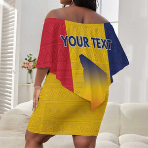 Personalized Chad Flag Style Off Shoulder Short Dress African Pattern - African Pride