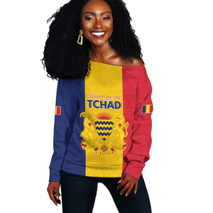 Personalized Chad Flag Style Off Shoulder Sweater African Pattern - African Pride