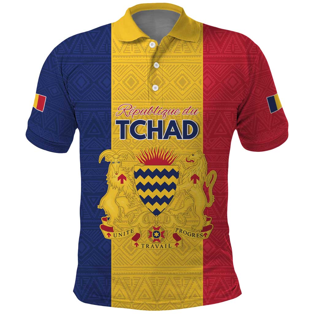 Personalized Chad Flag Style Polo Shirt African Pattern - African Pride