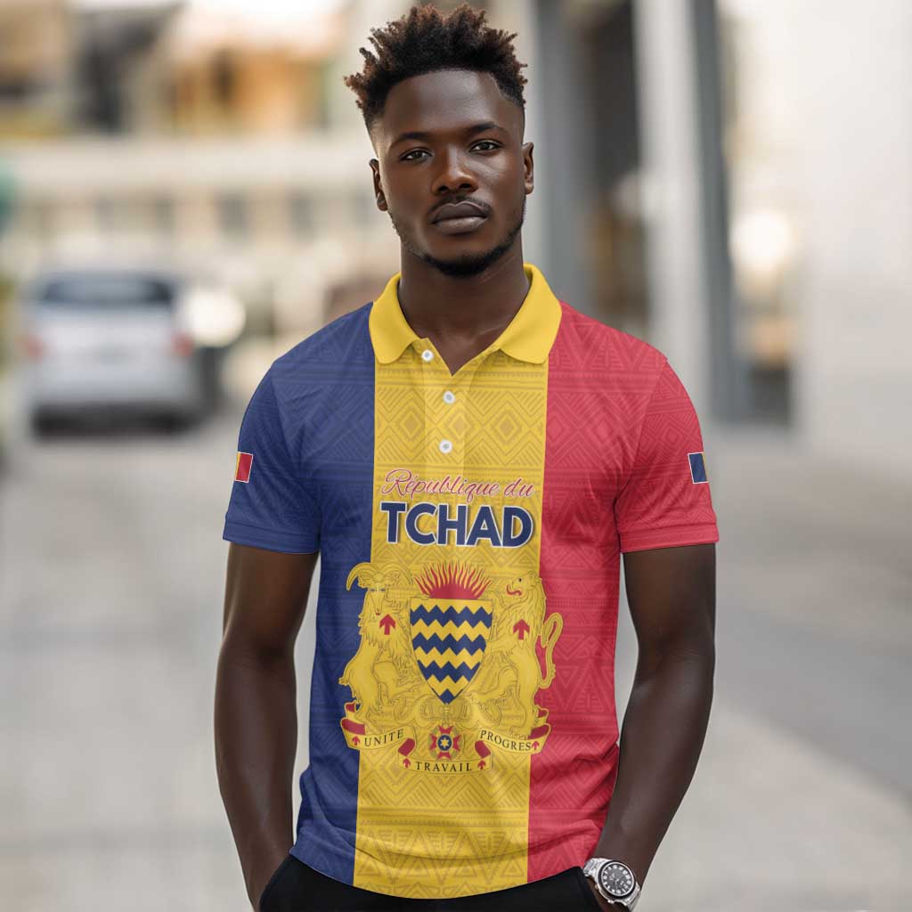 Personalized Chad Flag Style Polo Shirt African Pattern - African Pride