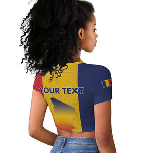 Personalized Chad Flag Style Raglan Cropped T shirt African Pattern - African Pride