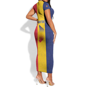 Personalized Chad Flag Style Short Sleeve Bodycon Dress African Pattern - African Pride