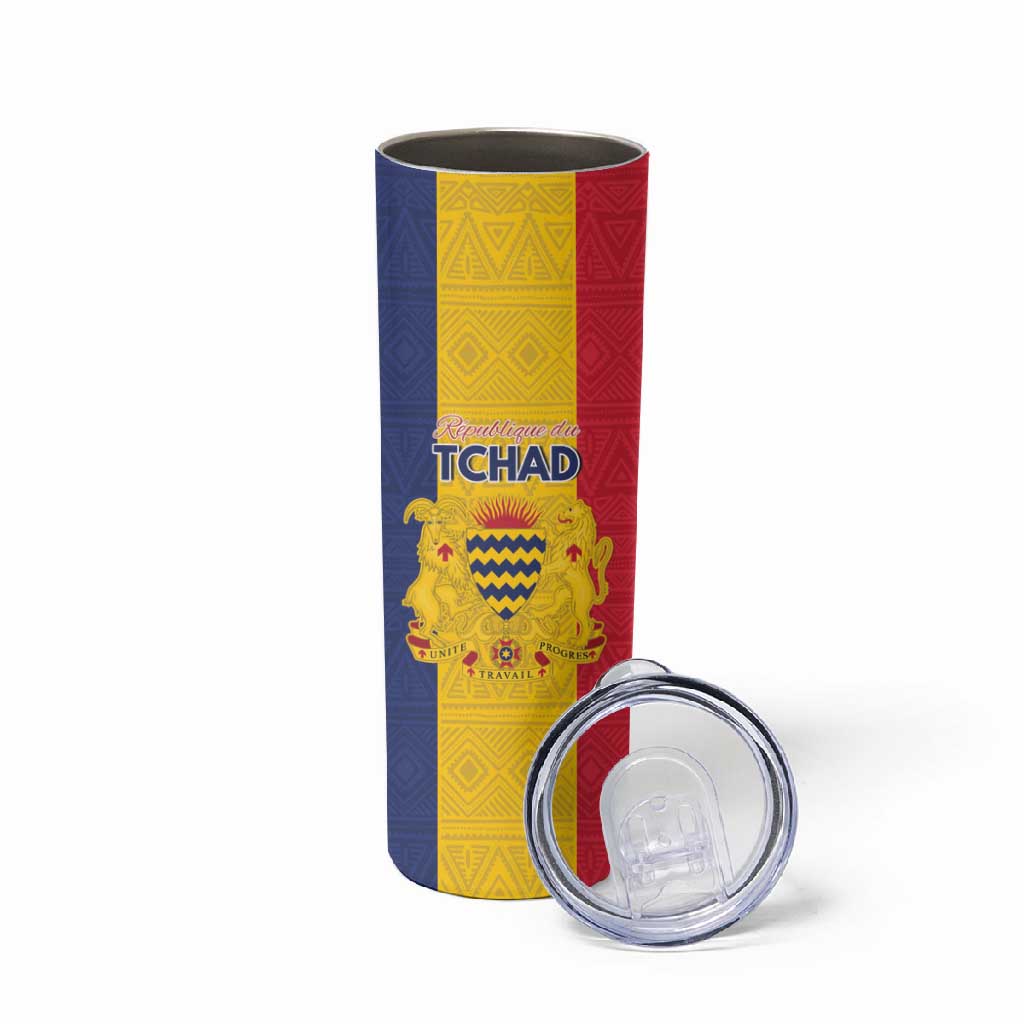 Personalized Chad Flag Style Skinny Tumbler African Pattern - African Pride