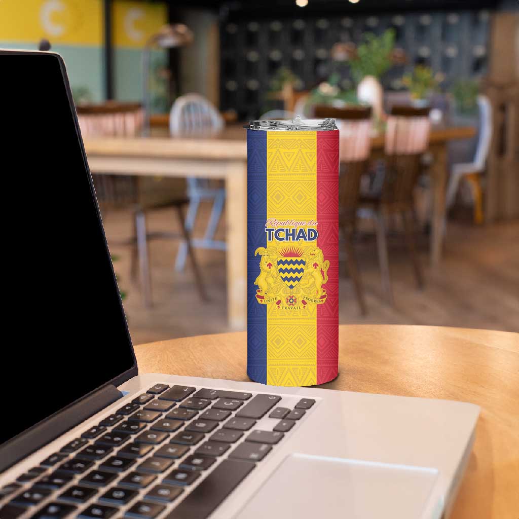 Personalized Chad Flag Style Skinny Tumbler African Pattern - African Pride