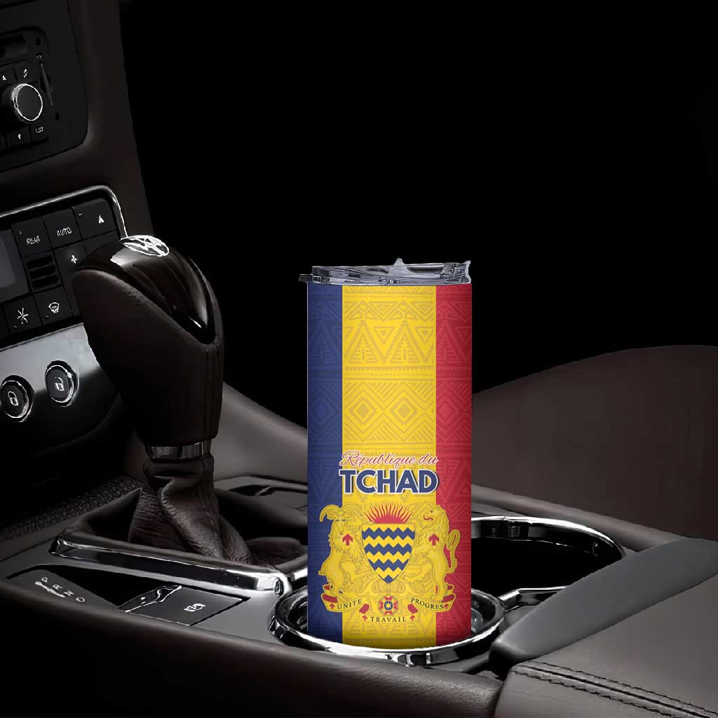 Personalized Chad Flag Style Skinny Tumbler African Pattern - African Pride