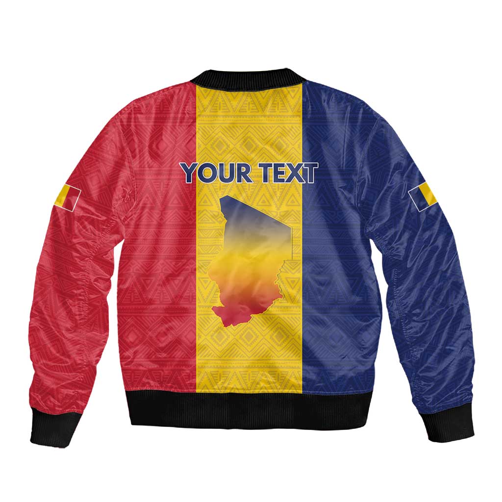 Personalized Chad Flag Style Sleeve Zip Bomber Jacket African Pattern - African Pride