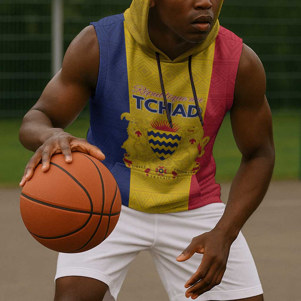 Personalized Chad Flag Style Sleeveless Hoodie African Pattern - African Pride