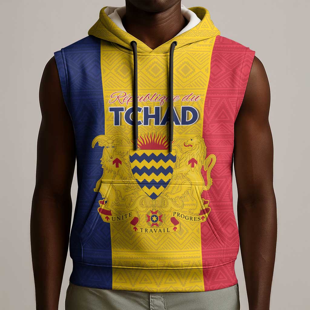 Personalized Chad Flag Style Sleeveless Hoodie African Pattern - African Pride