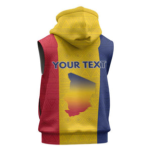 Personalized Chad Flag Style Sleeveless Zip Hoodie African Pattern - African Pride