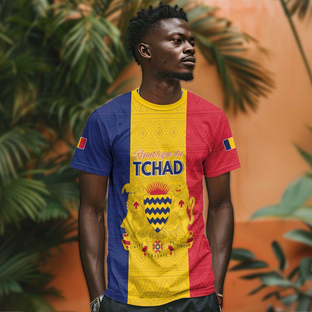 Personalized Chad Flag Style T shirt African Pattern - African Pride