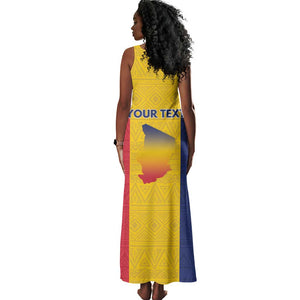 Personalized Chad Flag Style Tank Maxi Dress African Pattern - African Pride