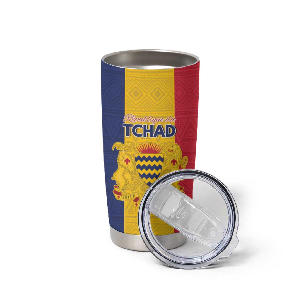 Personalized Chad Flag Style Tumbler Cup African Pattern - African Pride