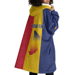 Personalized Chad Flag Style Wearable Blanket Hoodie African Pattern - African Pride